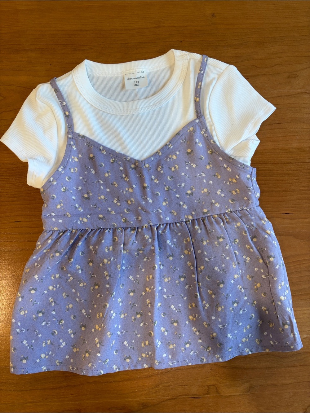 abercrombie kids Lavender Floral Layered Tank Tee